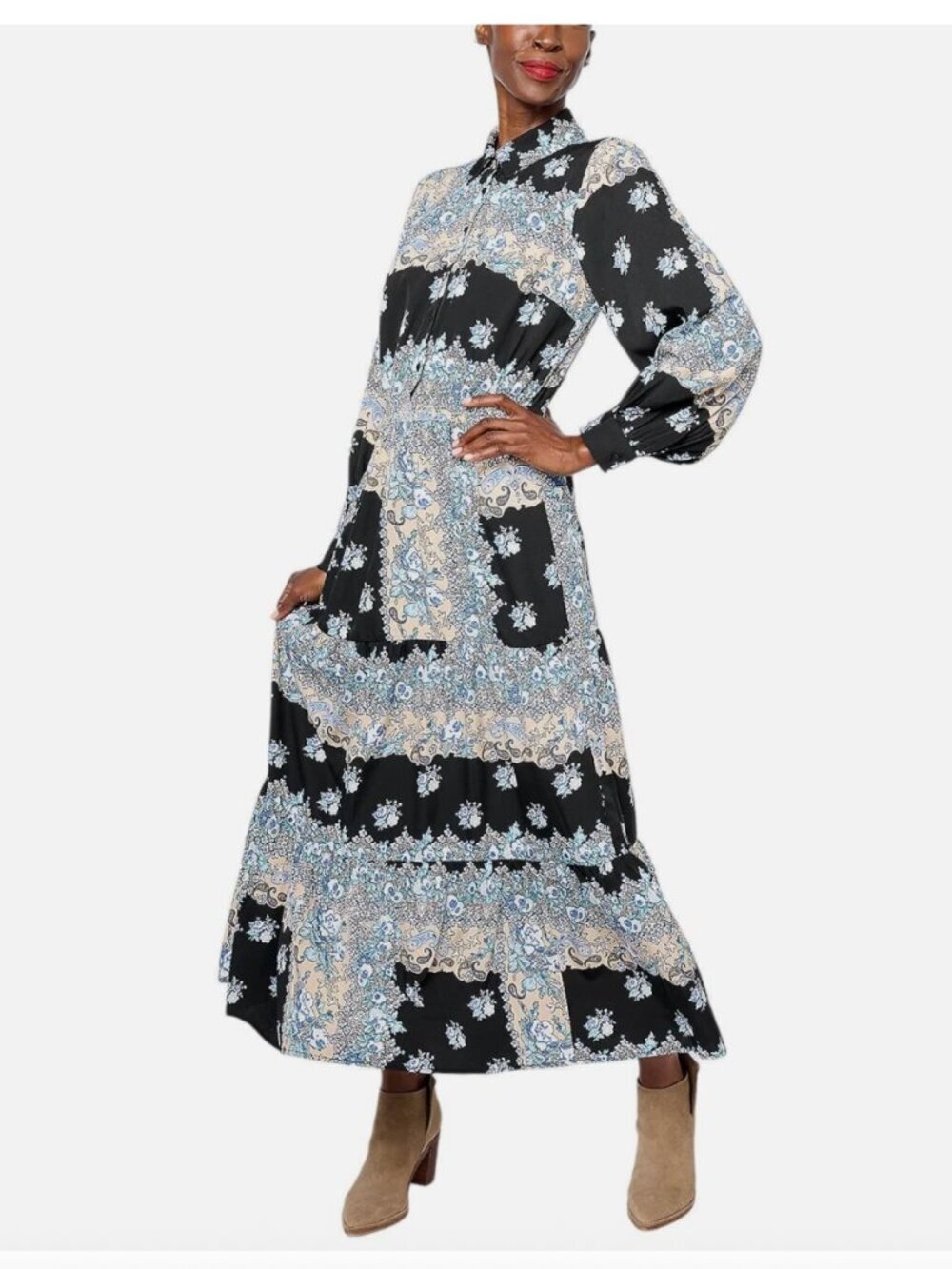 Destination 365 Printed Button-Front Maxi Dress